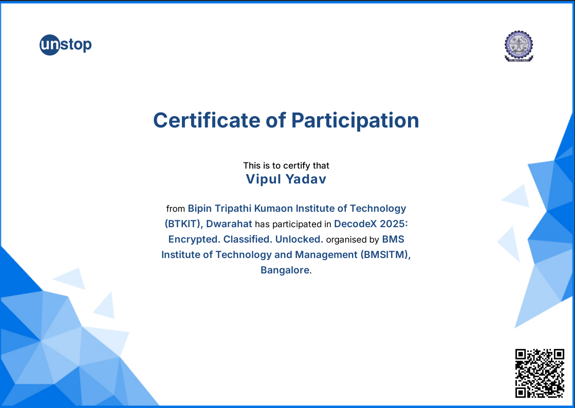 DecodeX 2025 Certificate